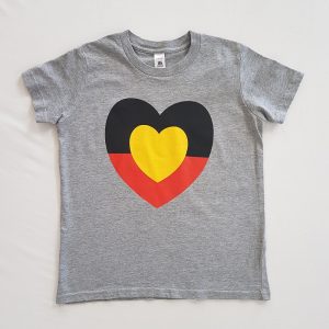 Aboriginal Love Heart tshirt. Youth