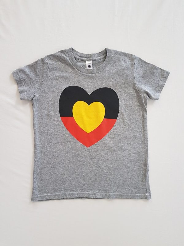 Aboriginal Love Heart tshirt. Youth