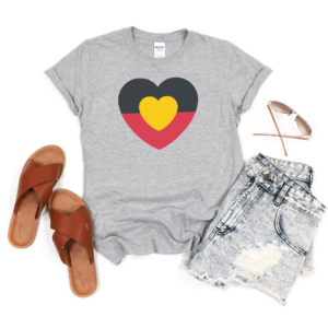 Aboriginal Love Heart tshirt. Unisex. Designed by Mark Yettica-Paulson for Super Native Unlimited.