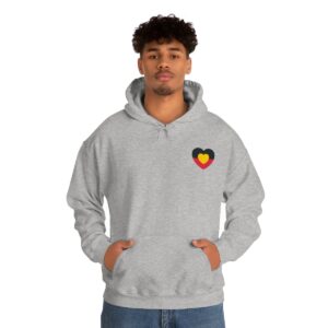 Aboriginal Love Heart hoodie. Unisex. Designed by Mark Yettica-Paulson for Super Native Unlimited.