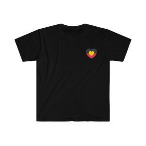 Aboriginal Love Heart tshirt. Unisex. Designed by Mark Yettica-Paulson for Super Native Unlimited.